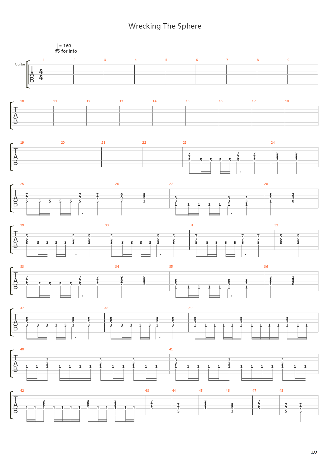 Wrecking The Sphere吉他谱