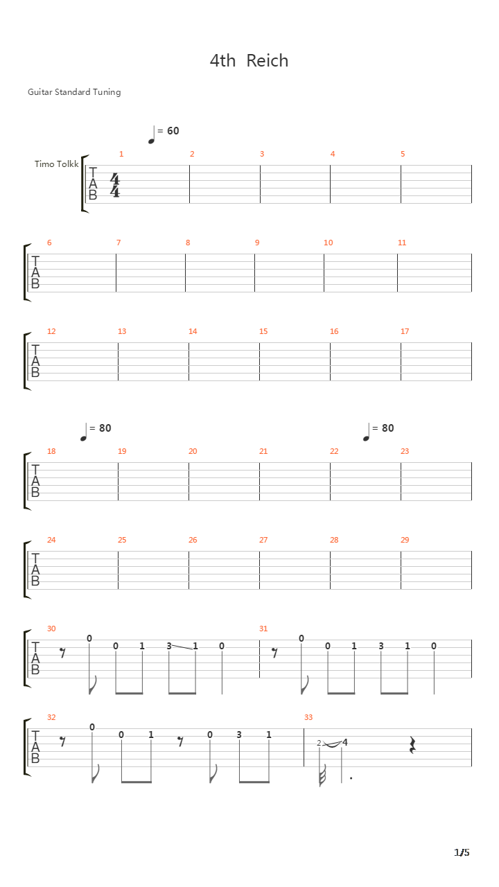 4th Reich吉他谱