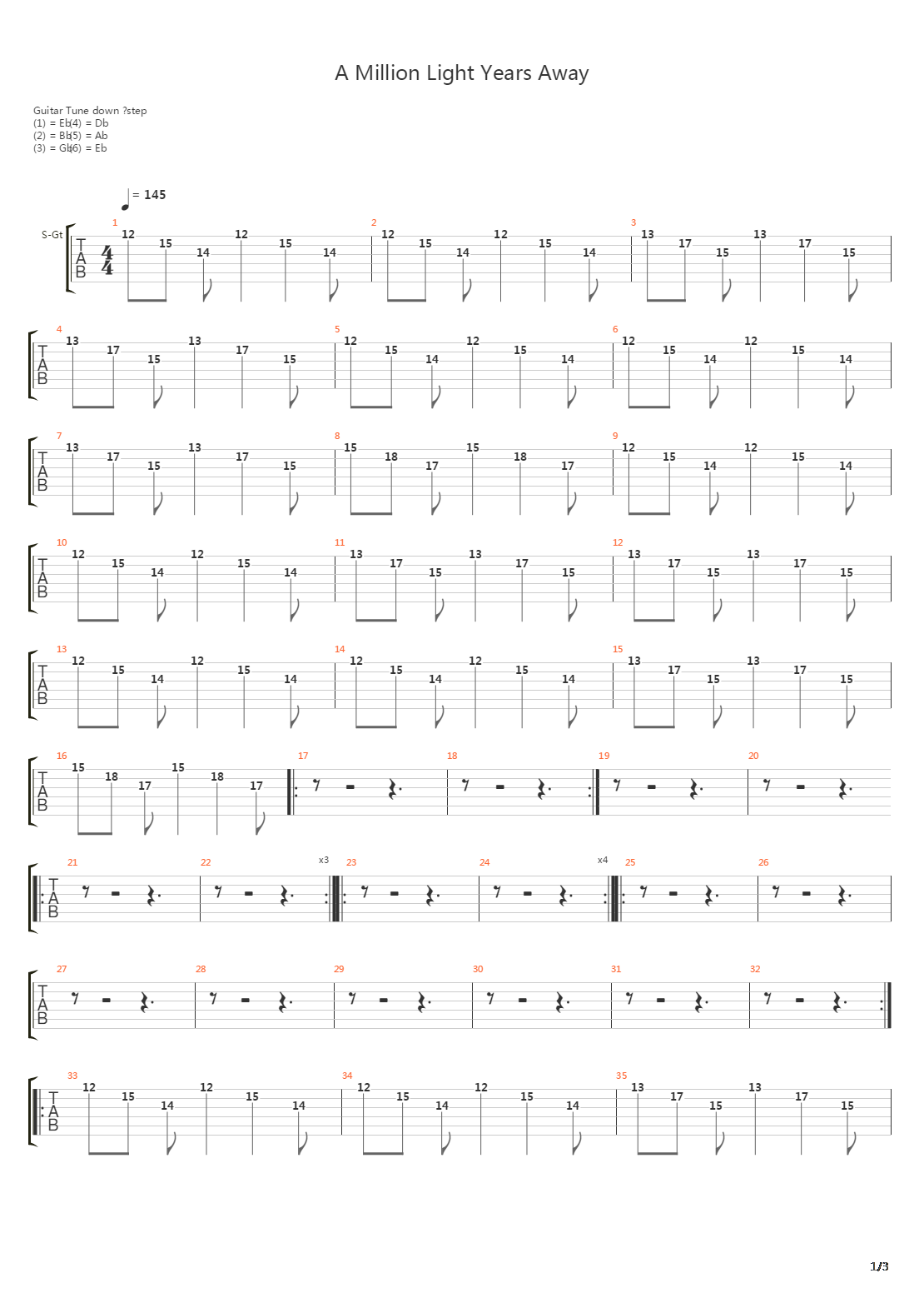 A Million Light Years Away吉他谱