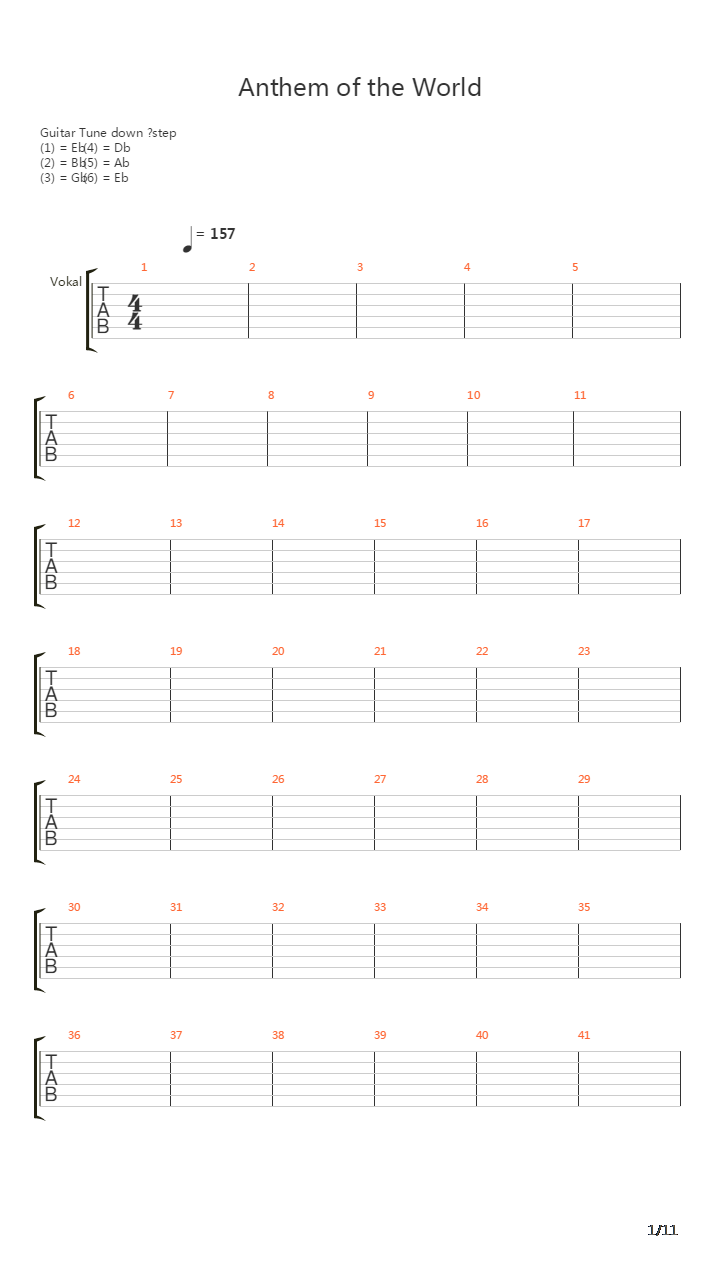 Anthem Of The World吉他谱