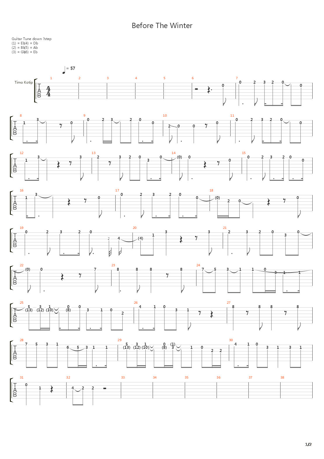 Before The Winter吉他谱