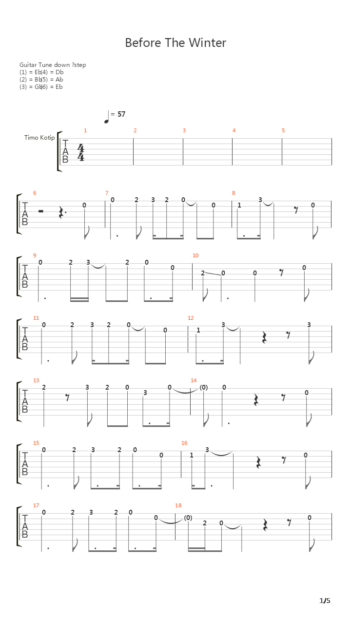 Before The Winter吉他谱