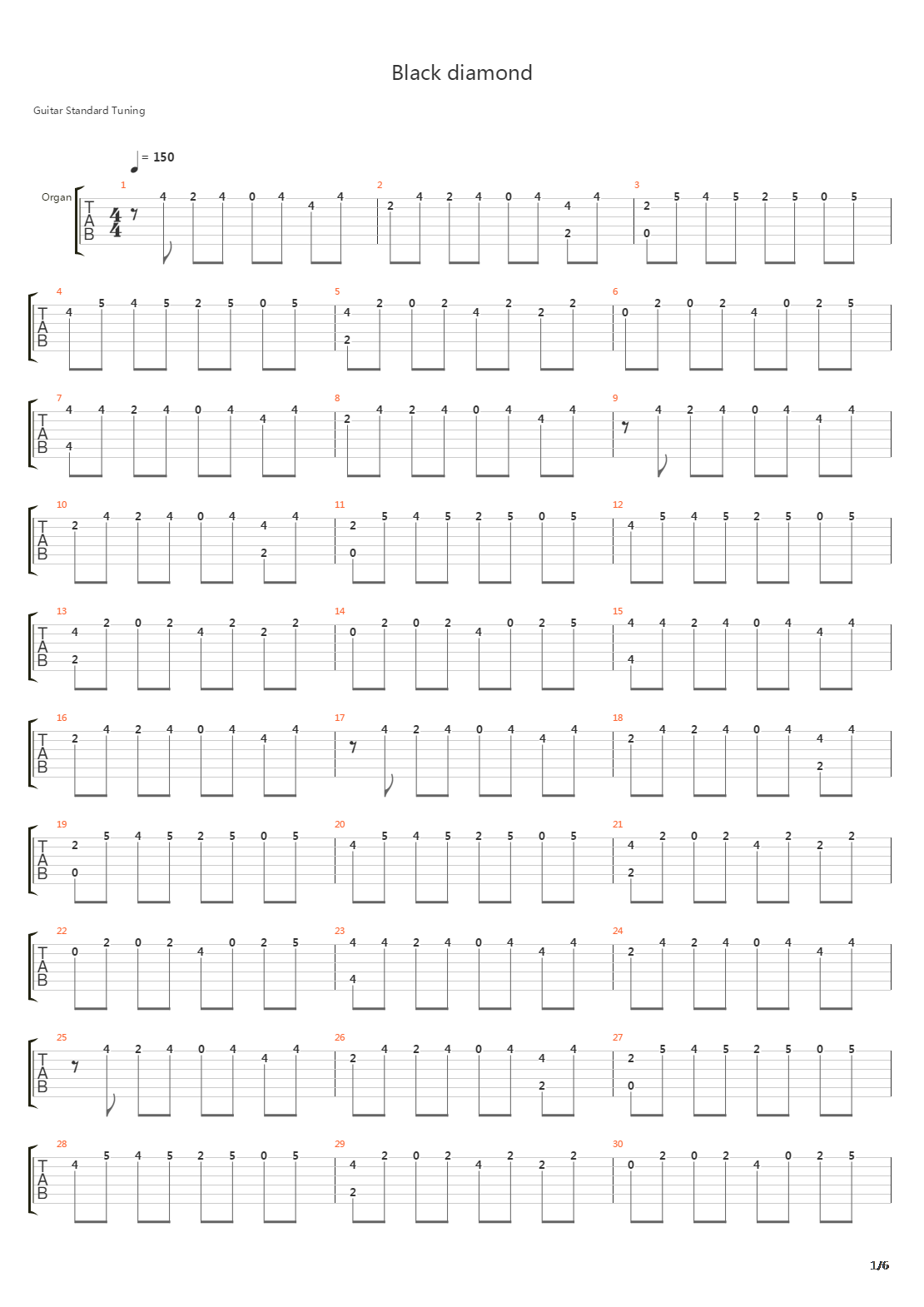 Black Diamond吉他谱