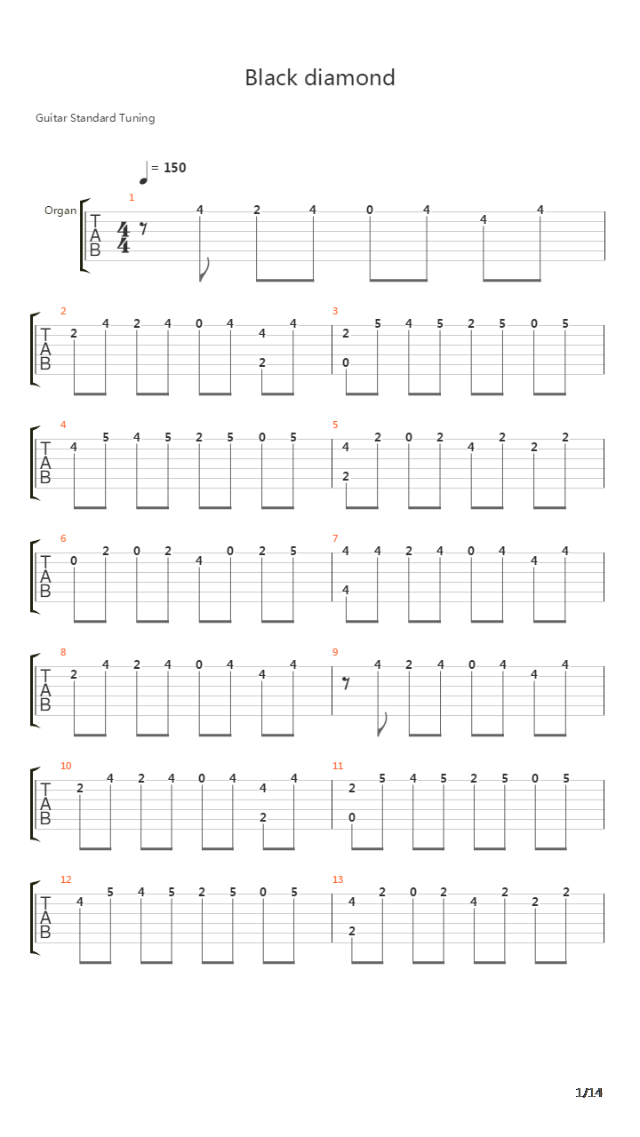 Black Diamond吉他谱