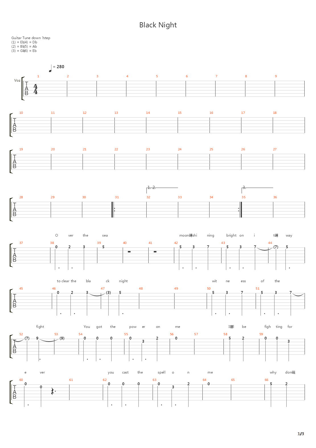 Black Night吉他谱