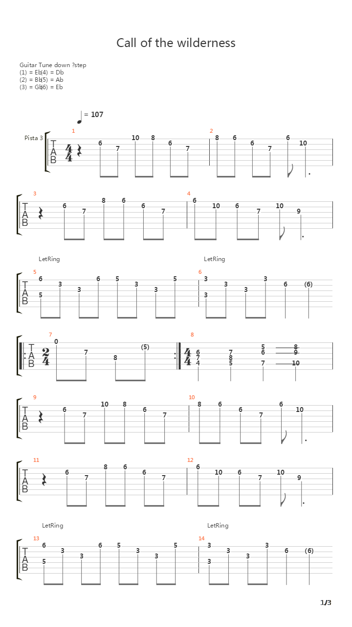Call Of The Wilderness吉他谱