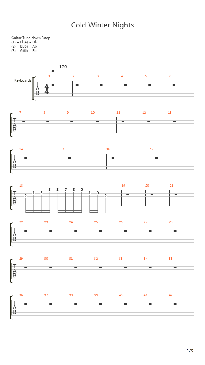 Cold Winter Nights吉他谱