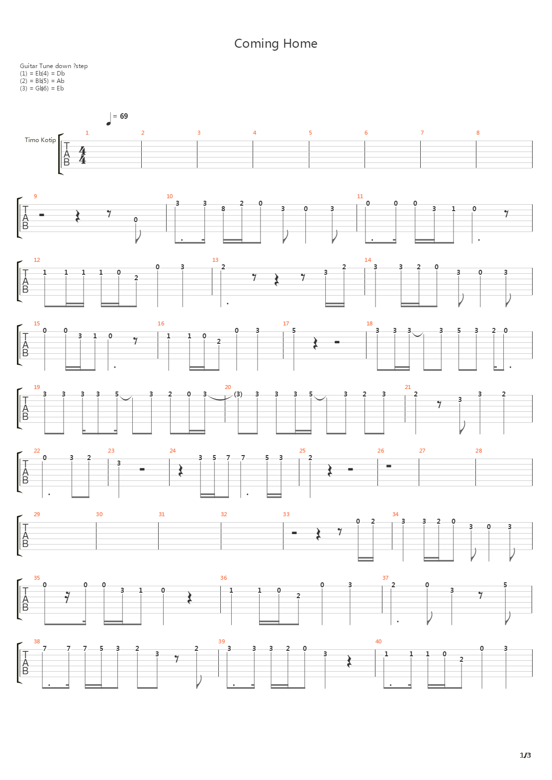Coming Home吉他谱