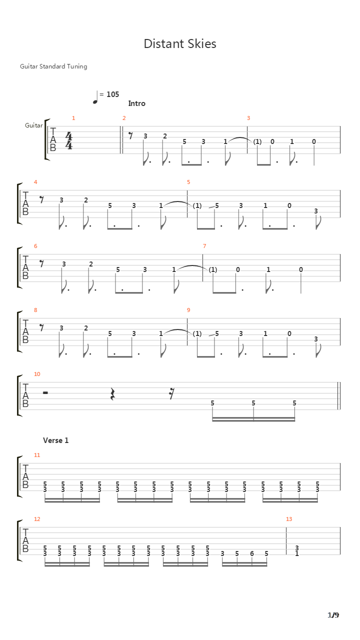 Distant Skies吉他谱