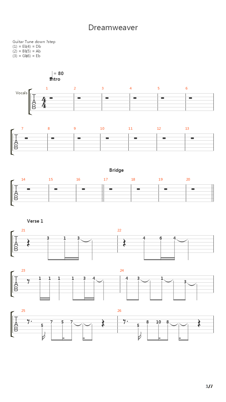Dreamweaver吉他谱
