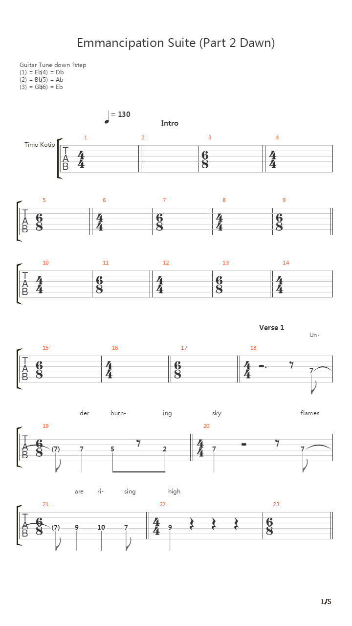 Emmancipation Suite Part 2 Dawn吉他谱