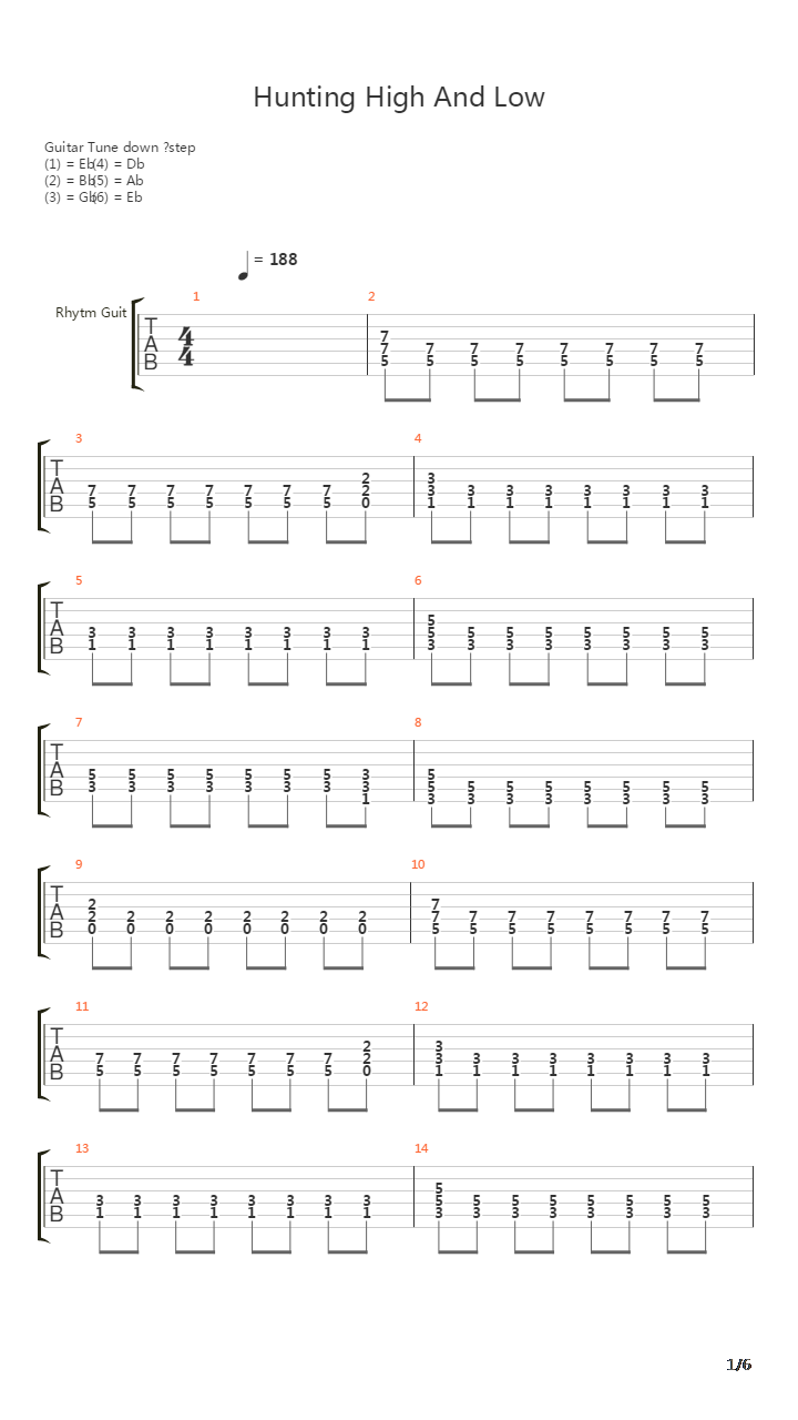 Hunting High And Low吉他谱