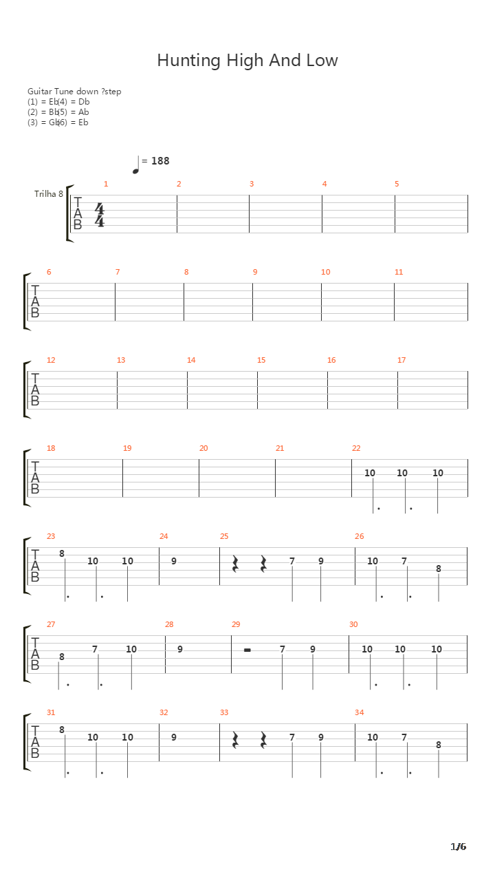 Hunting High And Low吉他谱