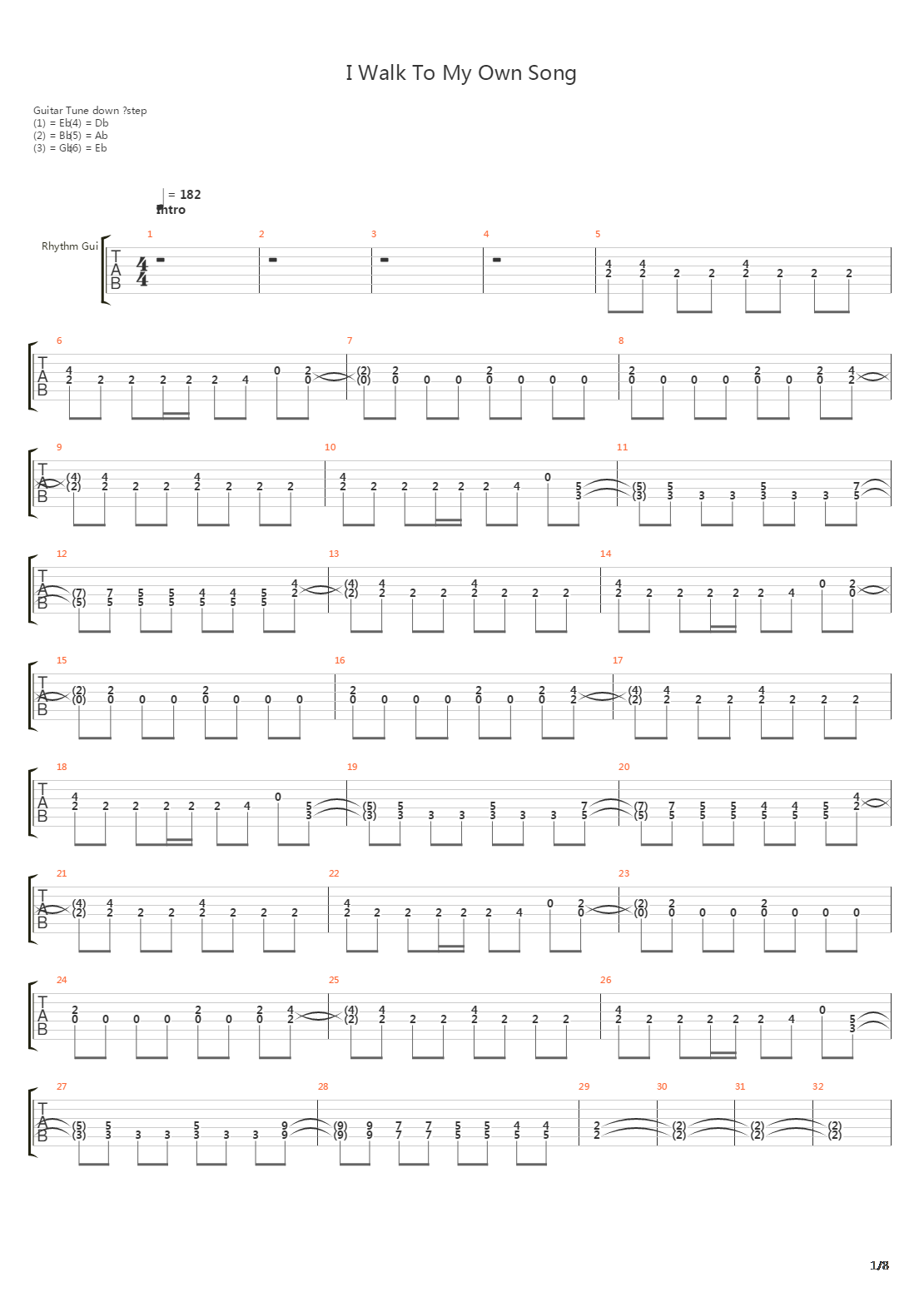 I Walk To My Own Song吉他谱