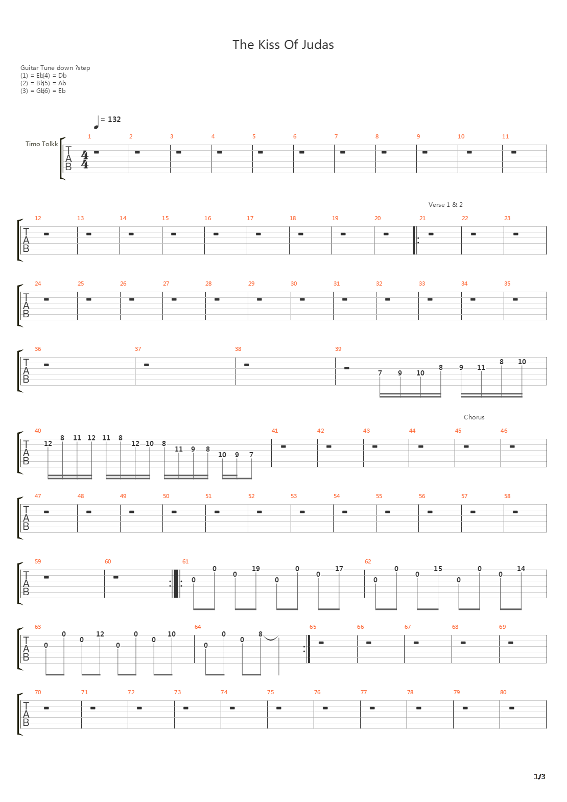 Kiss Of Judas吉他谱
