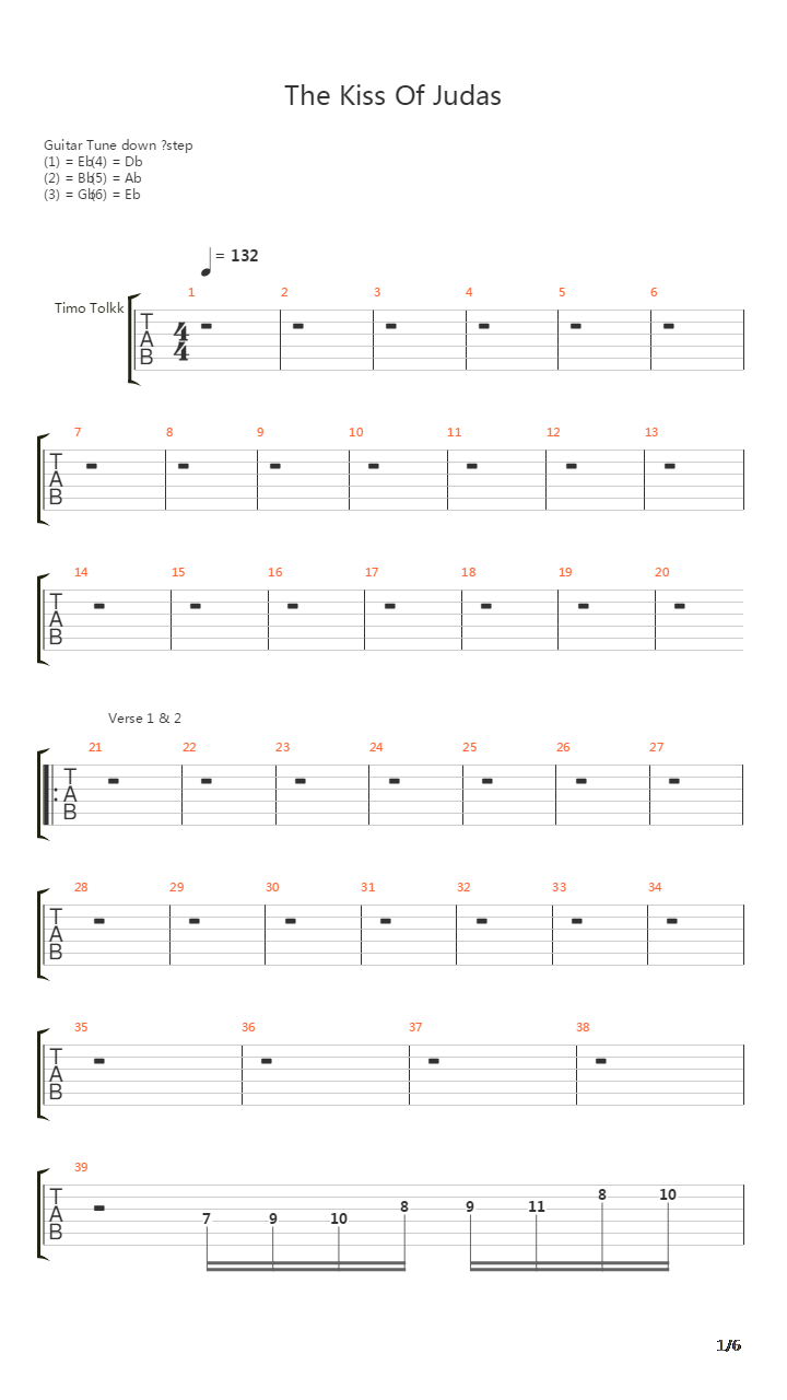 Kiss Of Judas吉他谱