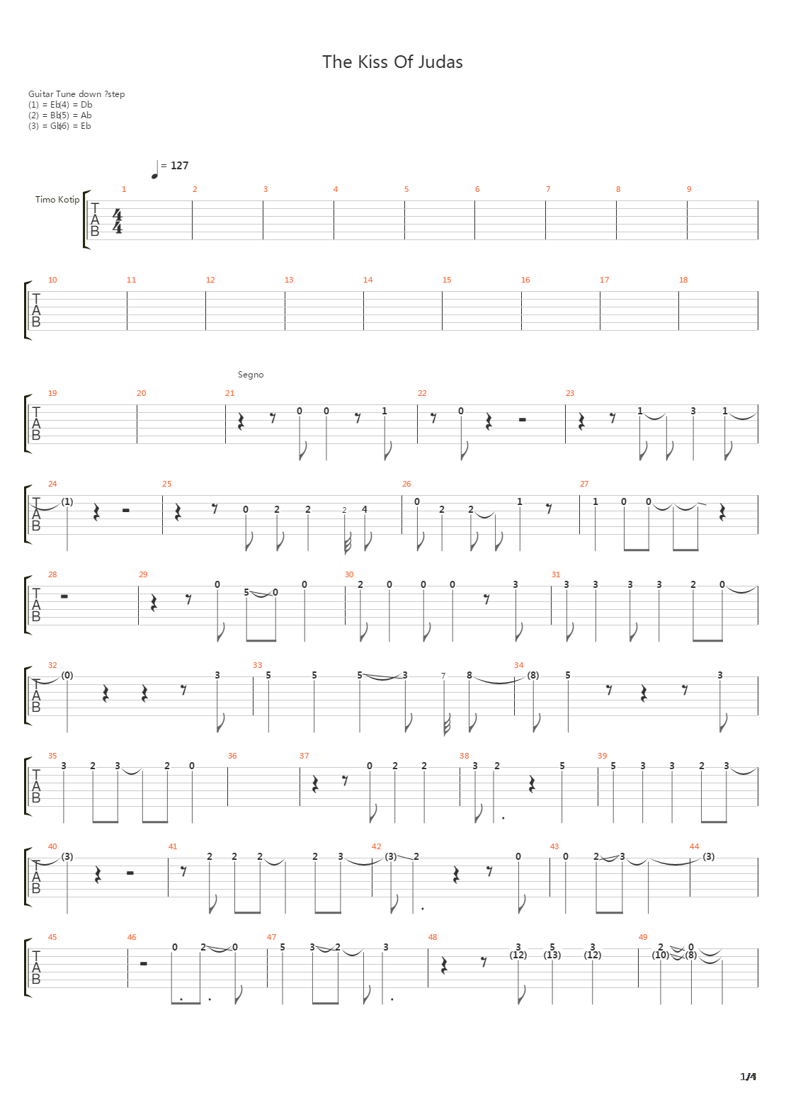 Kiss Of Judas吉他谱