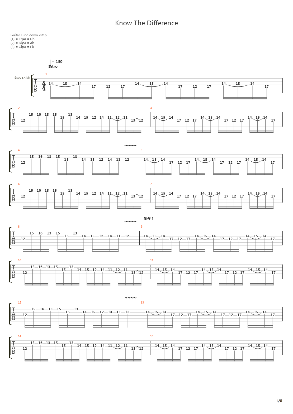 Know The Difference吉他谱