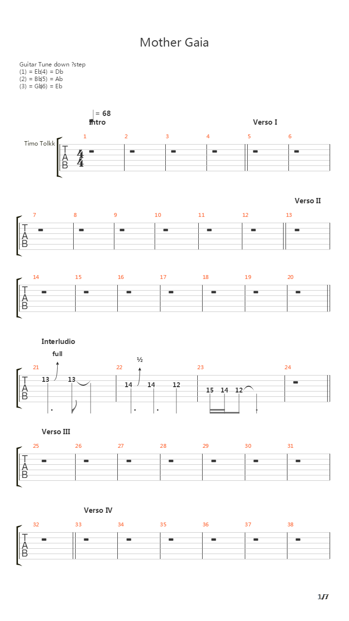 Mother Gaia吉他谱