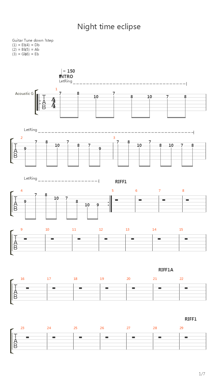 Night Time Eclipse吉他谱