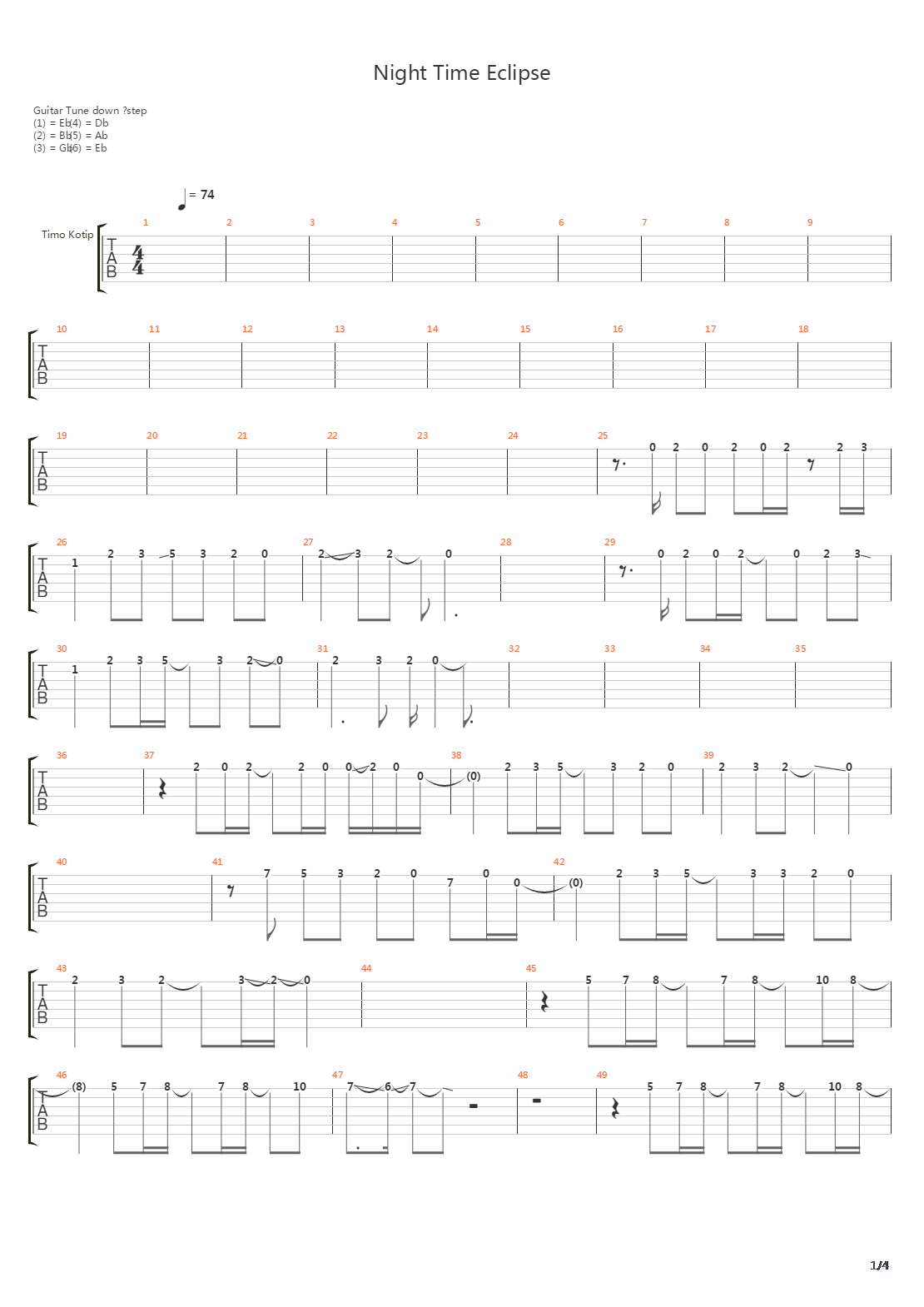 Night Time Eclipse吉他谱