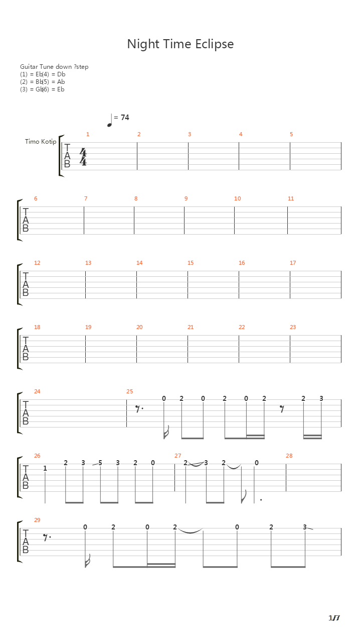Night Time Eclipse吉他谱