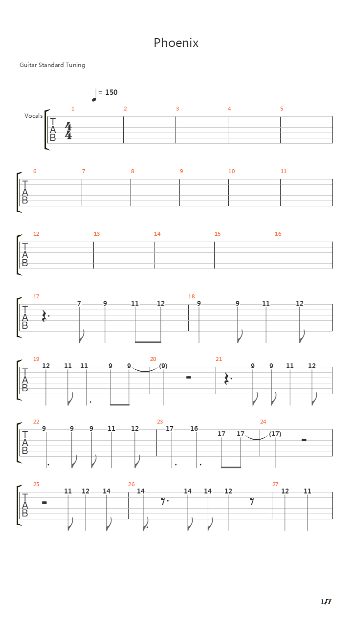 Phoenix吉他谱
