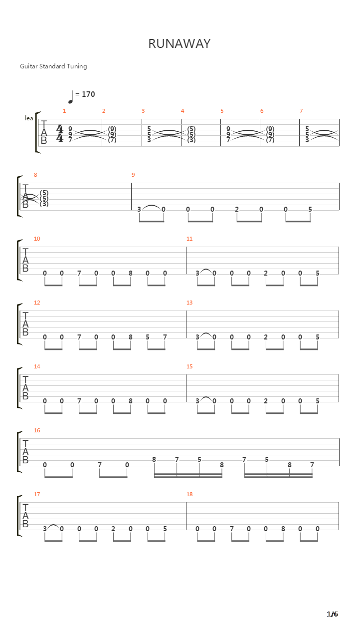 Runaway吉他谱