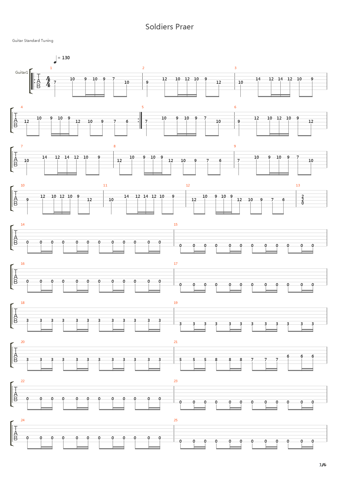 Soldiers Praer吉他谱