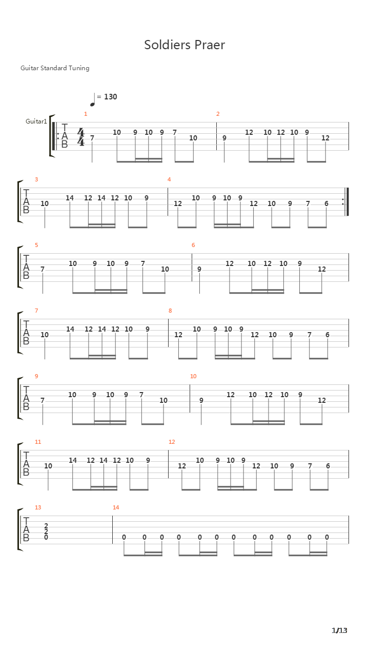 Soldiers Praer吉他谱