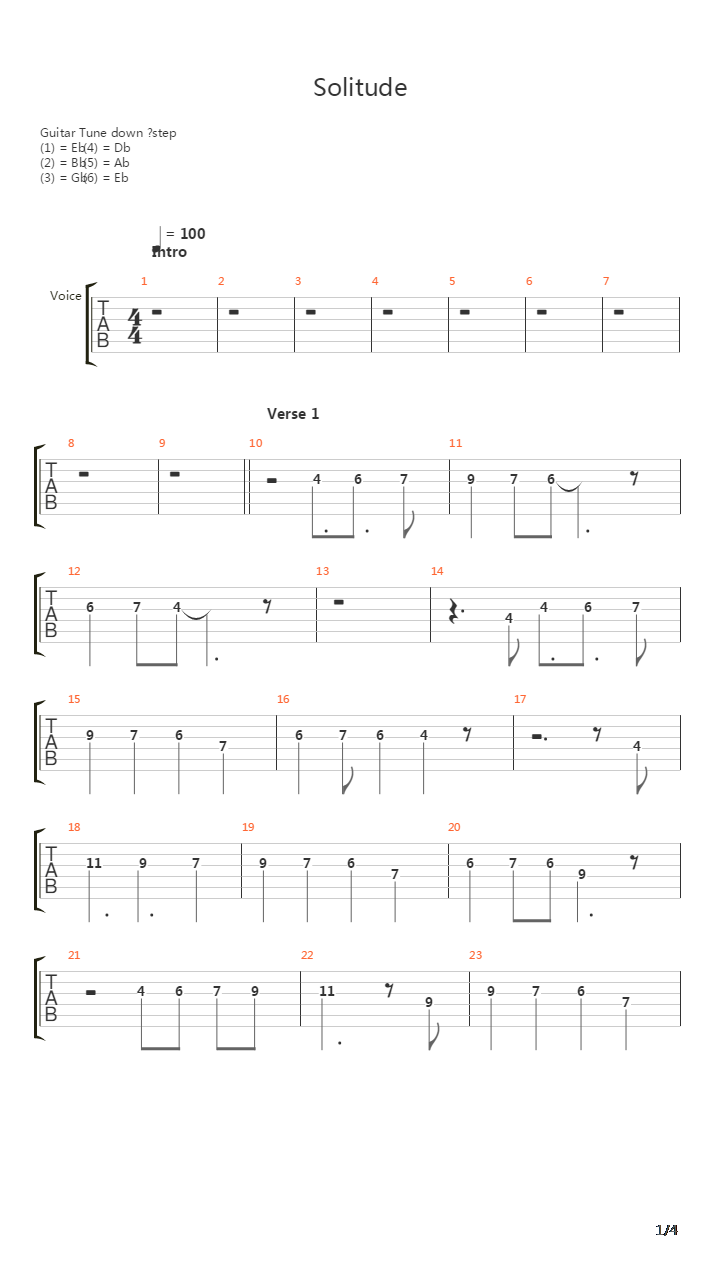 Solitude吉他谱