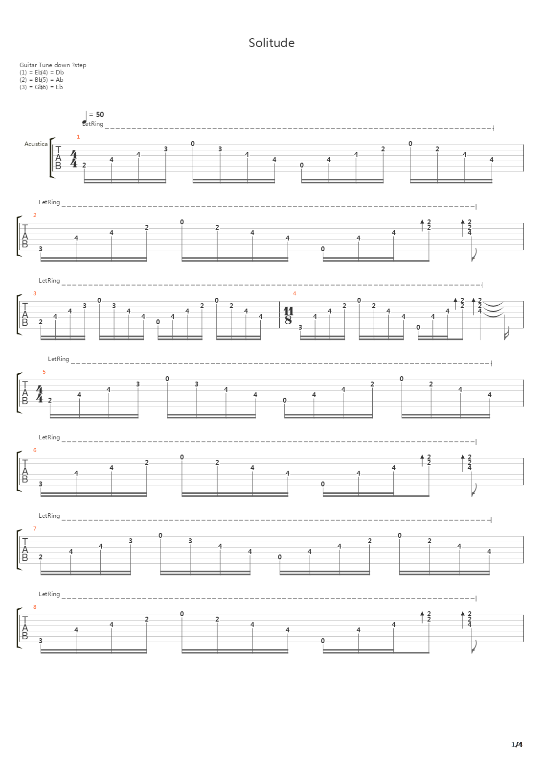 Solitude吉他谱