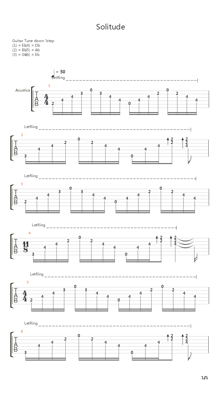 Solitude吉他谱