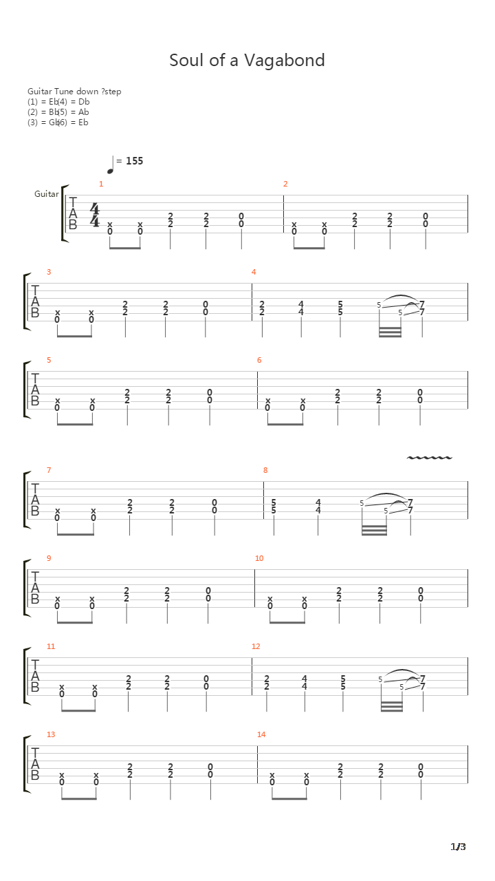 Soul Of A Vagabond吉他谱