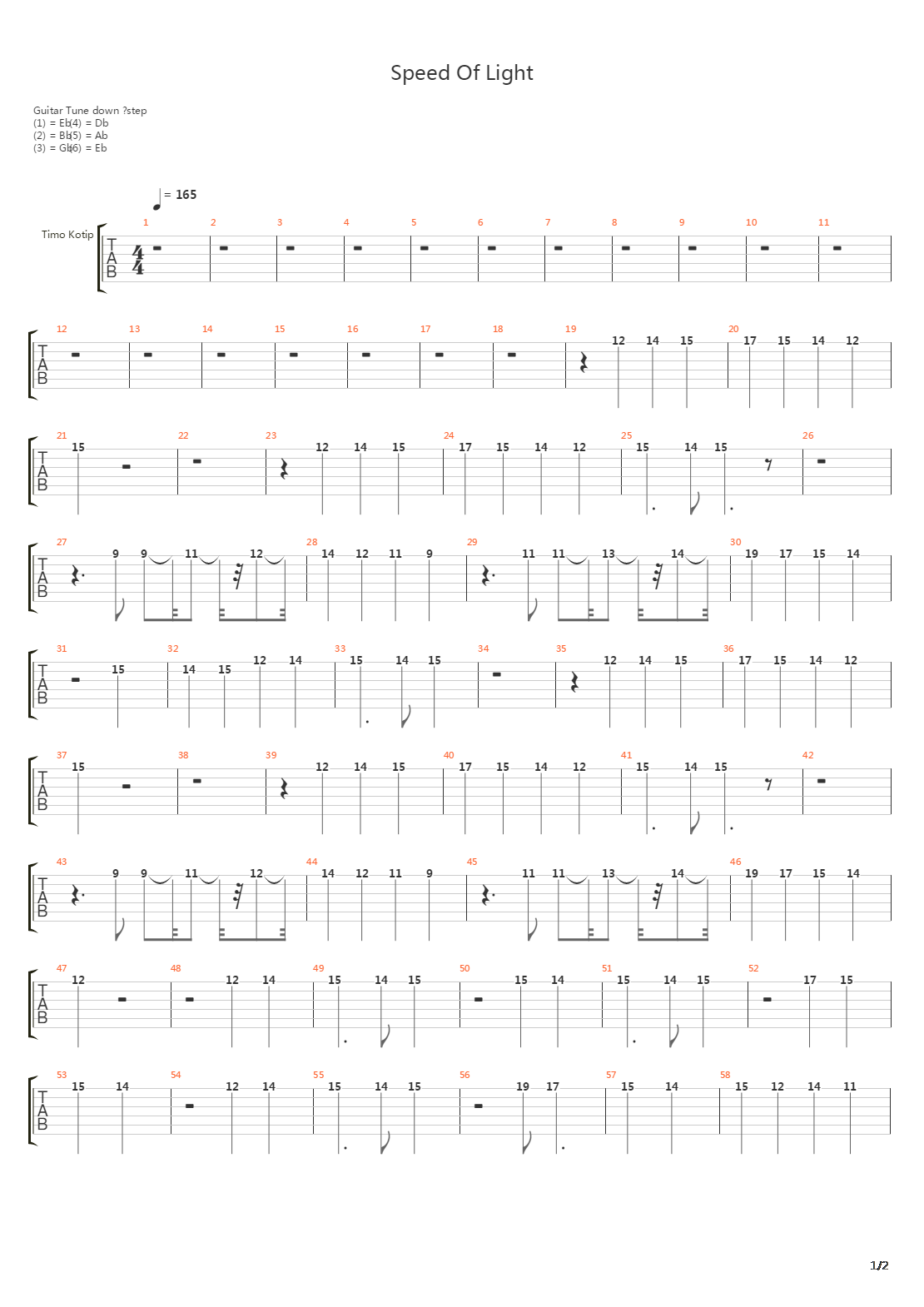 Speed Of Light吉他谱