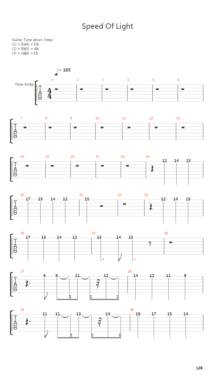 Speed Of Light吉他谱