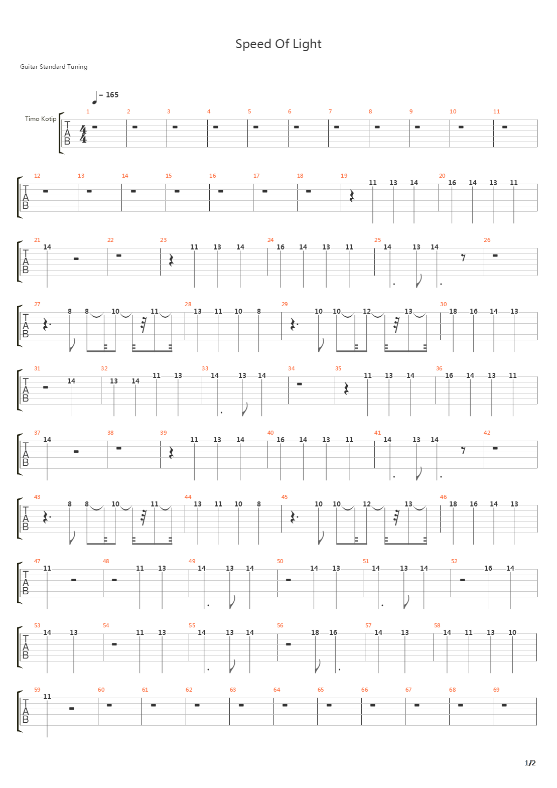 Speed Of Light吉他谱