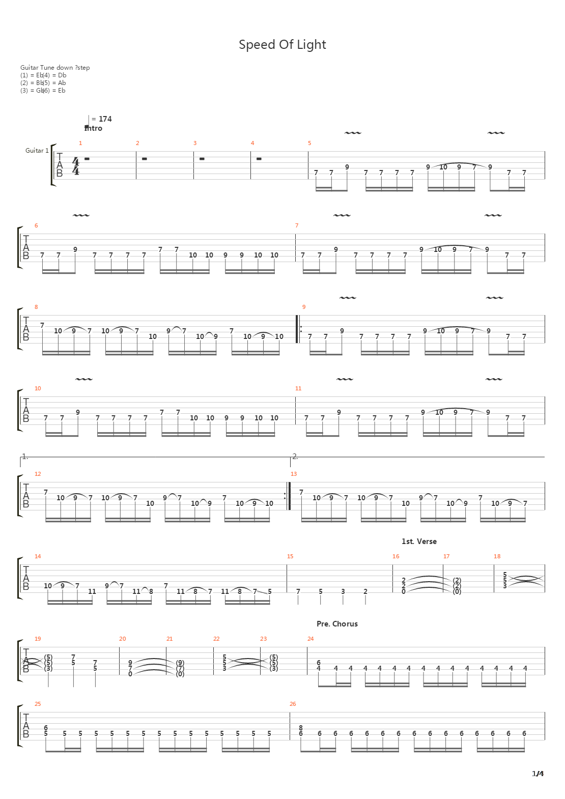 Speed Of Light吉他谱
