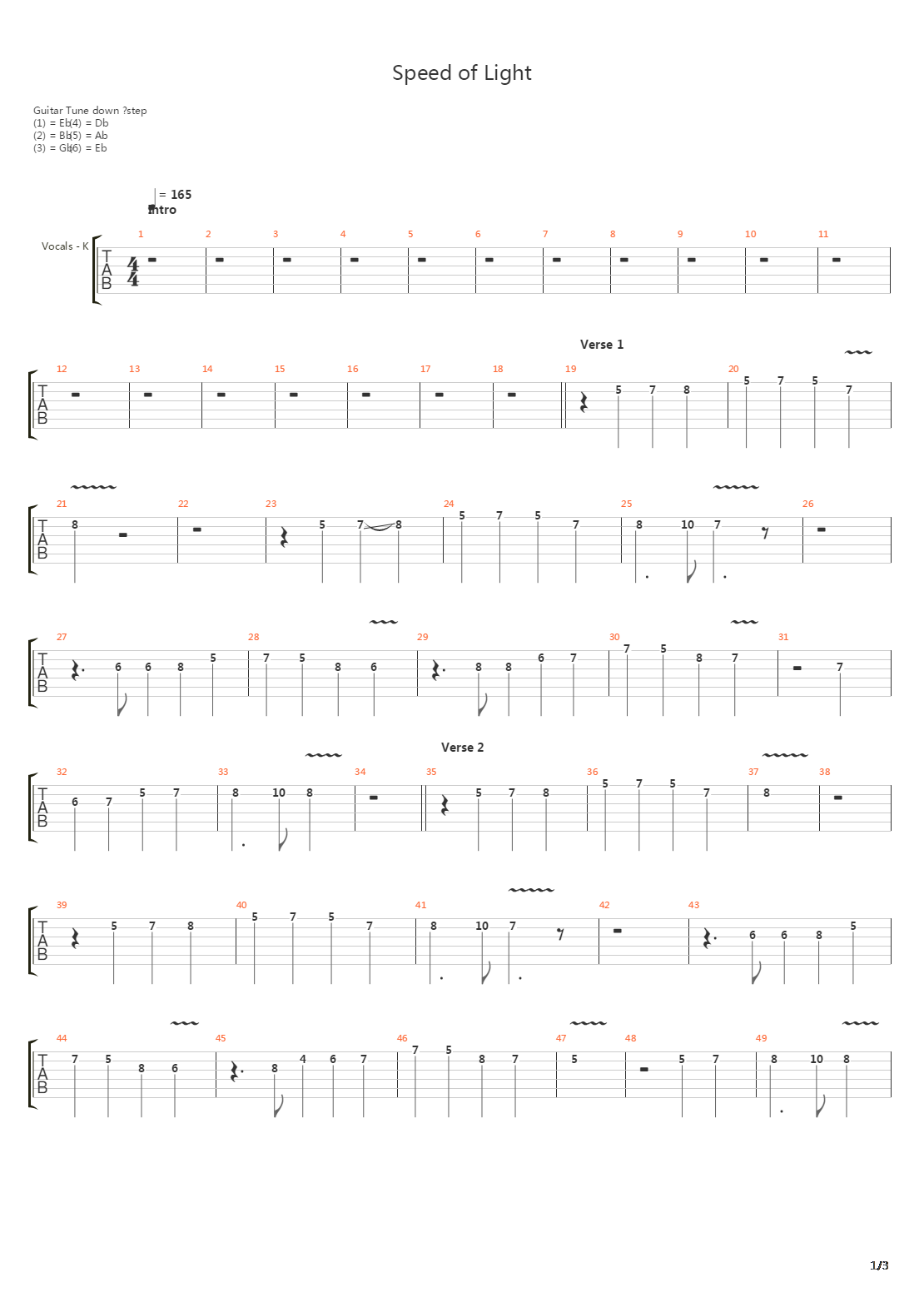 Speed Of Light吉他谱