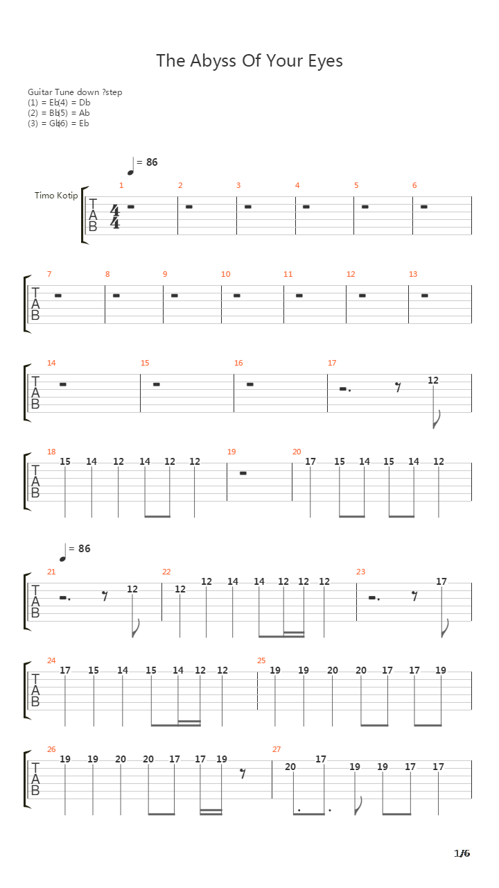 The Abyss Of Your Eyes吉他谱