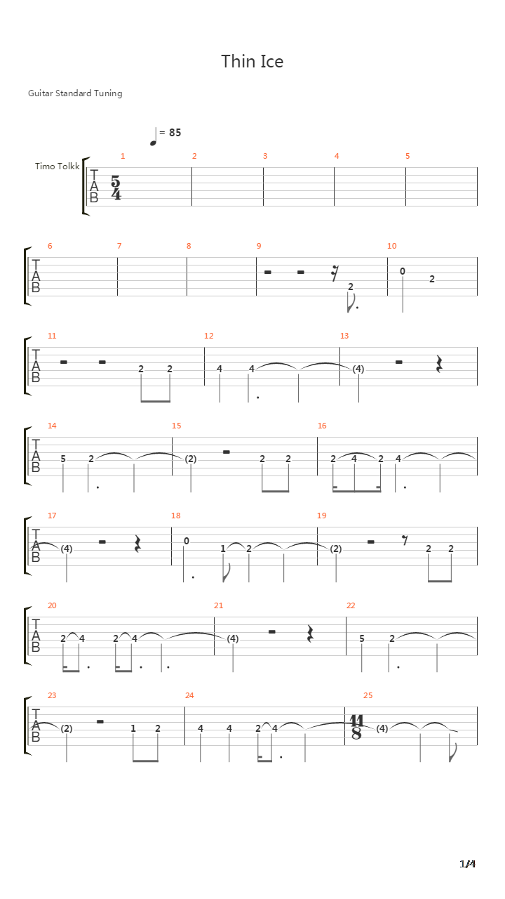 Thin Ice吉他谱