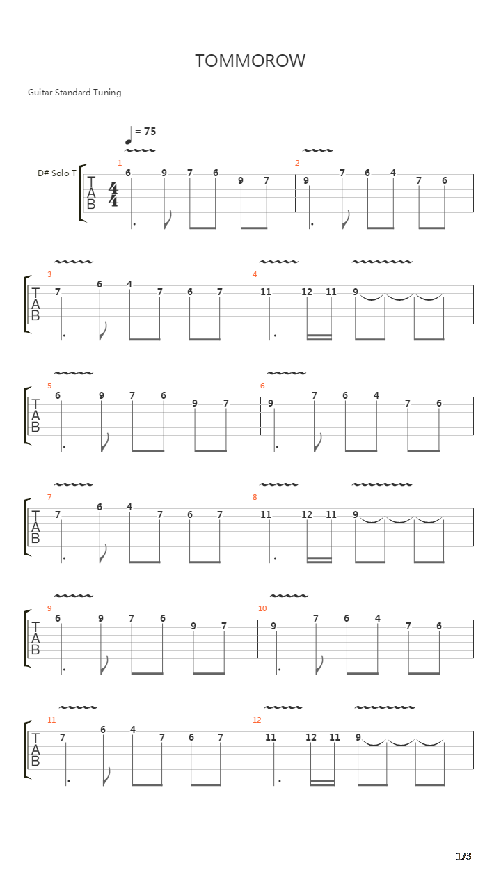 Tommorow吉他谱