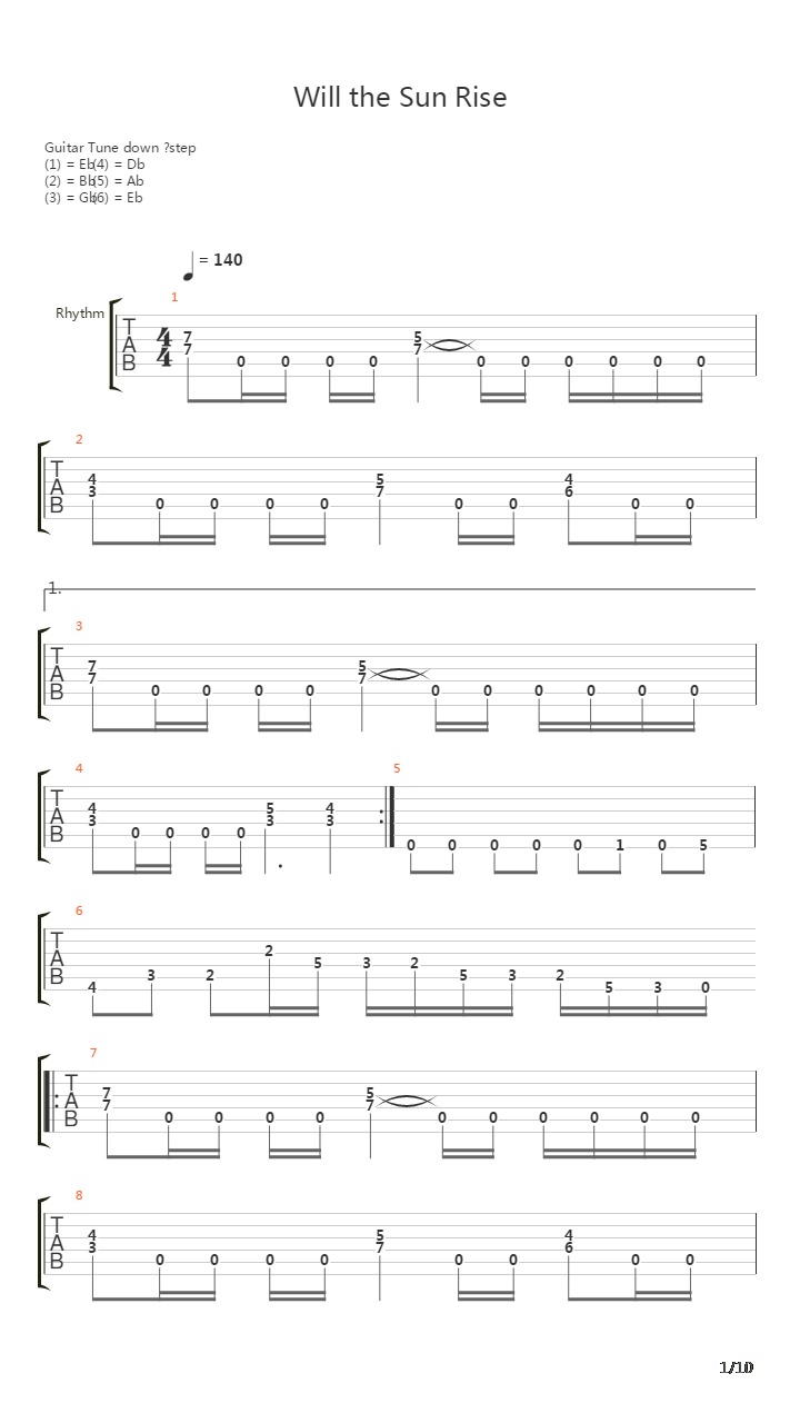 Will The Sun Rise吉他谱