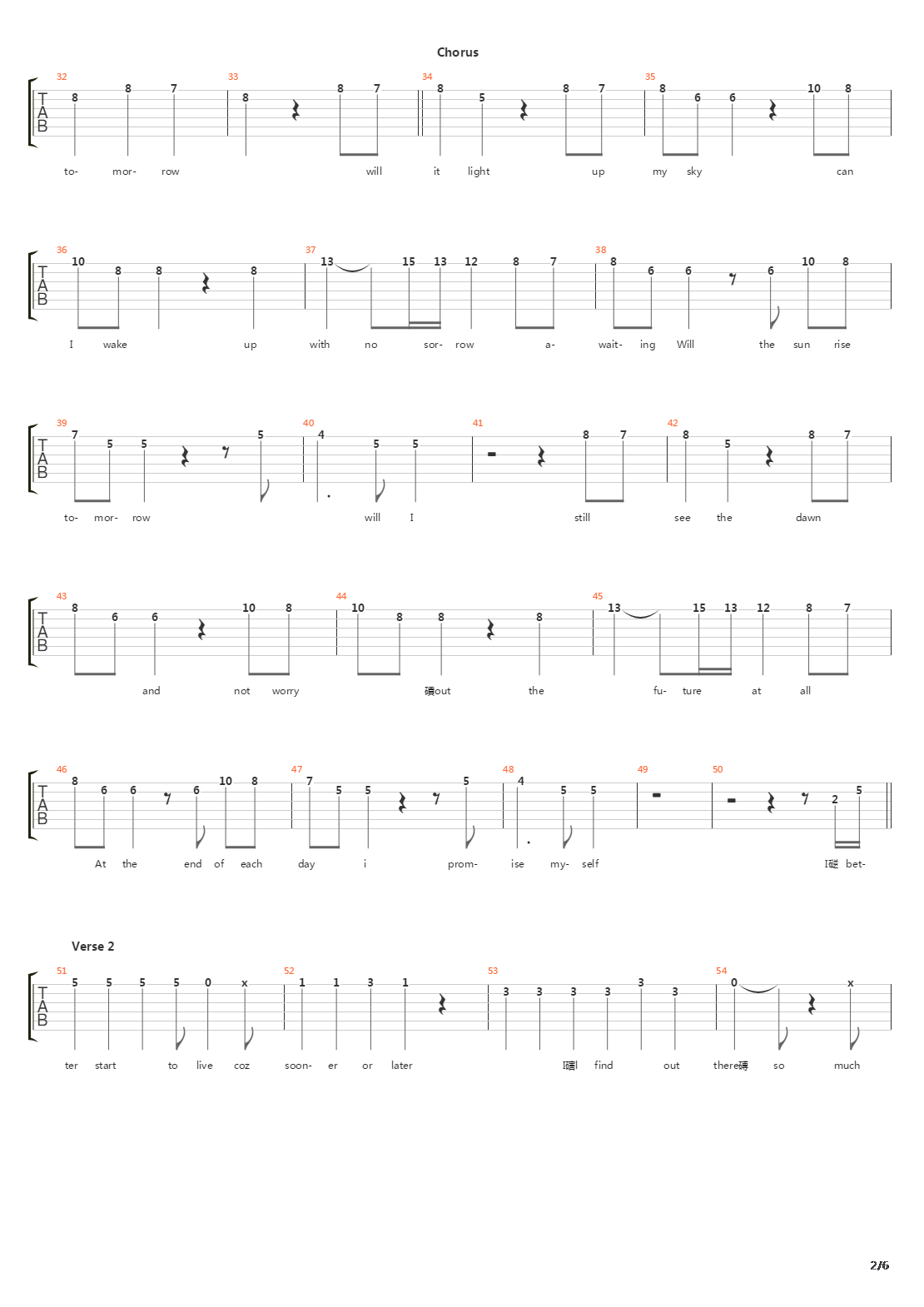 Will The Sun Rise吉他谱