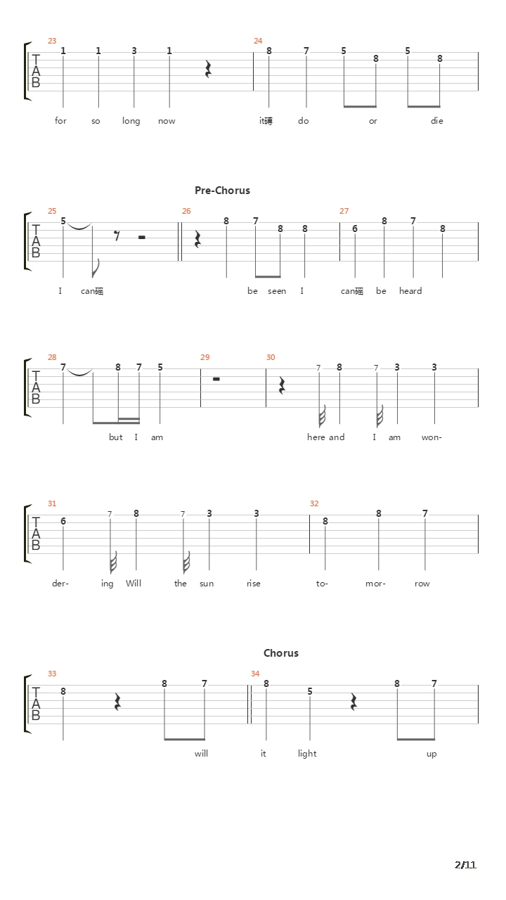 Will The Sun Rise吉他谱