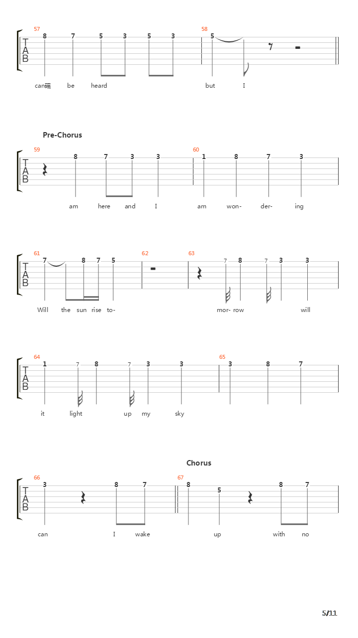 Will The Sun Rise吉他谱