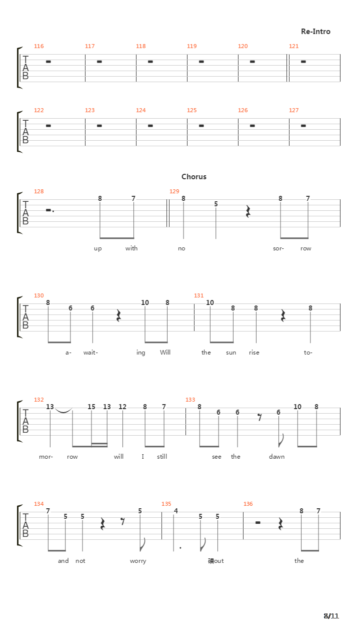 Will The Sun Rise吉他谱