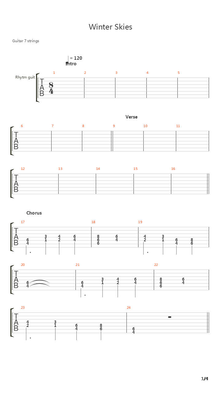 Winter Skies吉他谱