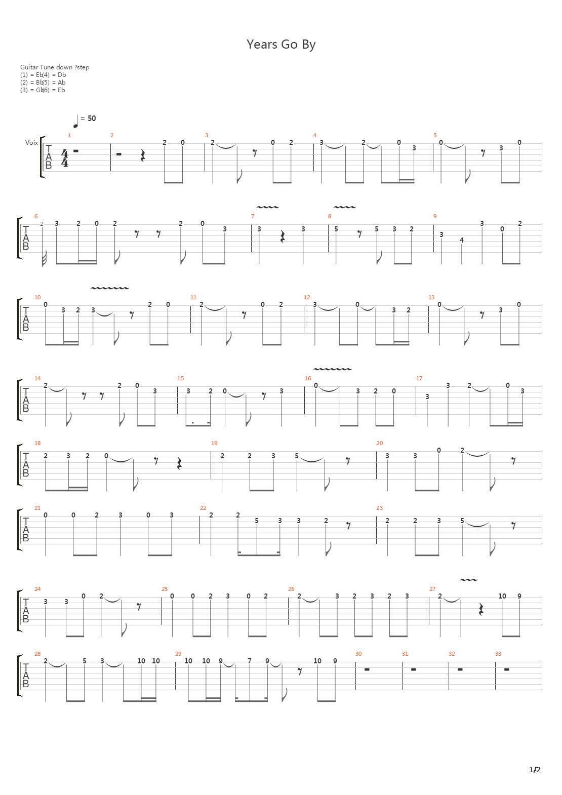 Years Go By吉他谱