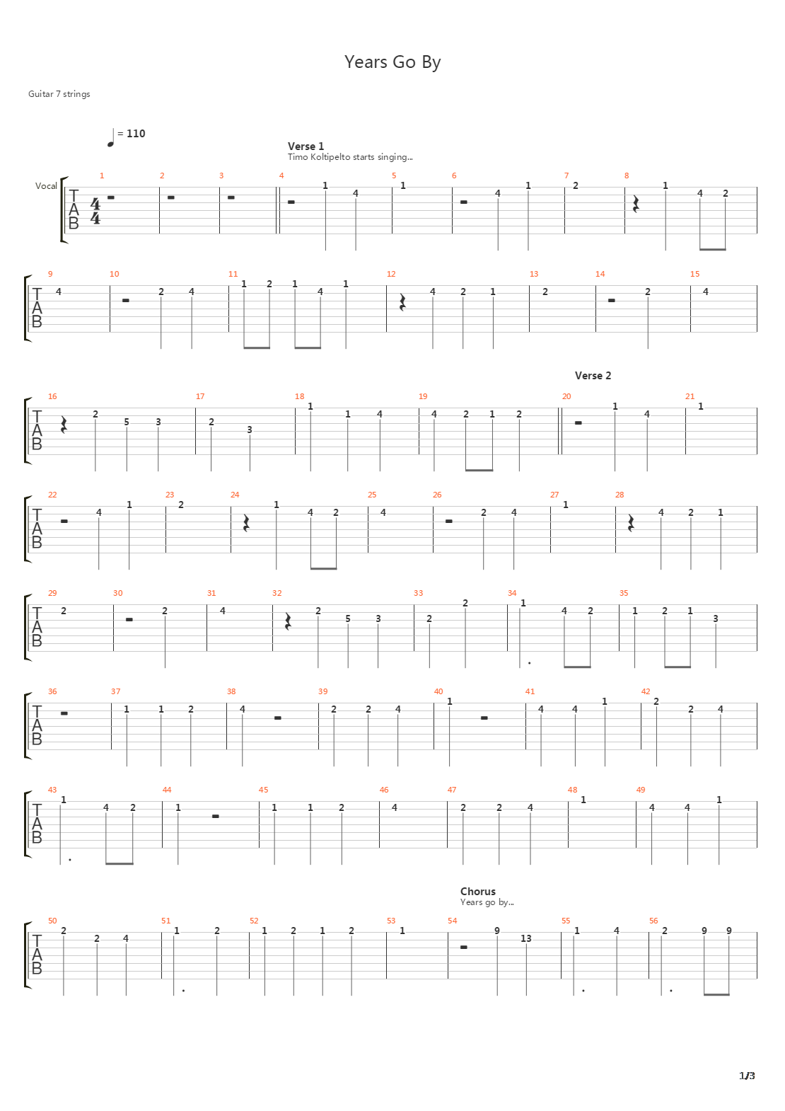 Years Go By吉他谱
